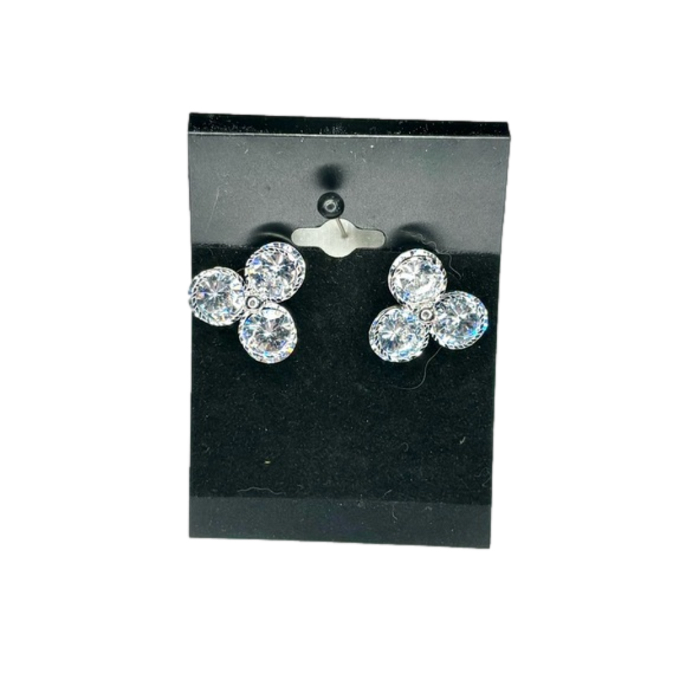 NEW Women's Cubic Zirconia Tri-Stone Earrings